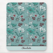 Botanische Blüte Blumenmuster personalisierter Nam Mousepad (Vorne)