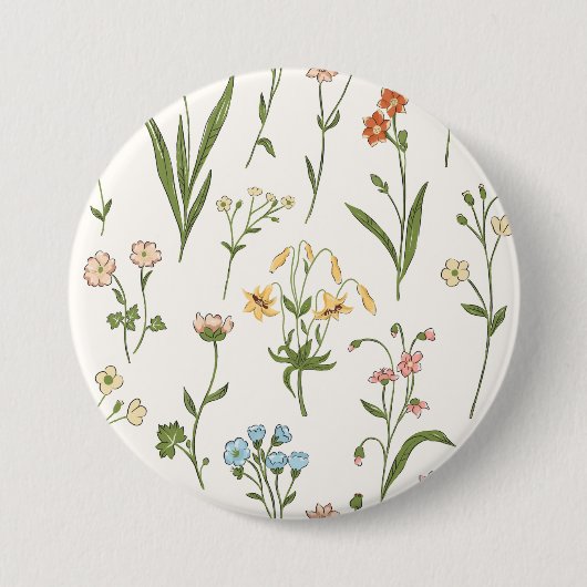 Botanische Blüte - Elegante Blumen Button (Vorderseite)
