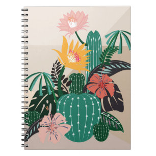 Botanische Blüte: Kaktus Vintage-Kunst. Notizblock