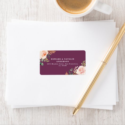 Botanische Blüte und Blattwerk Adressaufkleber (Insitu)