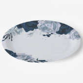 Botanische Blüten aus eleganter Marine und staubig Pappteller (Schrägansicht)