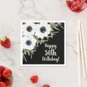 Botanische Blüten aus Schwarz und Weiß Serviette (Beispiel)