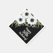 Botanische Blüten aus Schwarz und Weiß Serviette (Ecke)