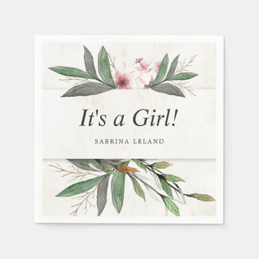 Botanische Blüten der klassischen Wasserfarbe Serviette (Vorderseite)