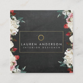 Botanische Blüten-Innenarchitekt-Visitenkarte Quadratische Visitenkarte