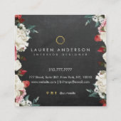 Botanische Blüten-Innenarchitekt-Visitenkarte Quadratische Visitenkarte (Rückseite)