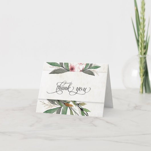 Botanische Blüten mit Wasserfarbe Vielen Dank Dankeskarte (Vorderseite)