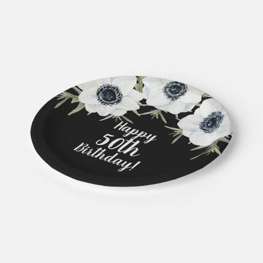 Botanische Blüten Pappteller (Schrägansicht)