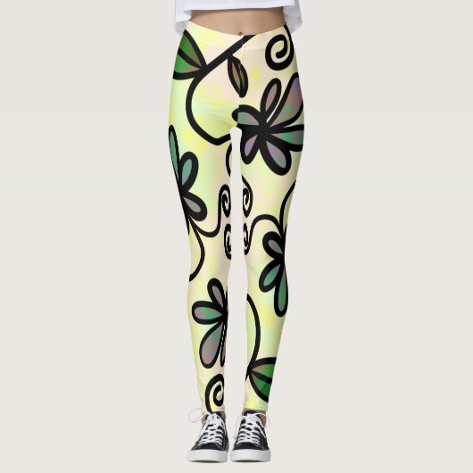 Botanische Blütenblätter Leggings (Vorderseite)