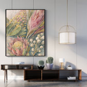 botanische Blütengemälde | Protea-Blumenillustrati Poster
