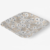 Botanische Blütenlinie zeichnend Farne beige Papa Pappteller (Gewinkelt)