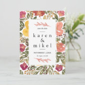 Botanische Blütenmalerei Save the Date Einladung (Stehend Vorderseite)