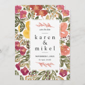 Botanische Blütenmalerei Save the Date Einladung (Vorne/Hinten)