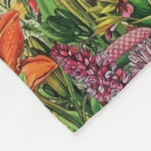 Botanische Blütennatur-Wildblume Fleecedecke (Ecke)