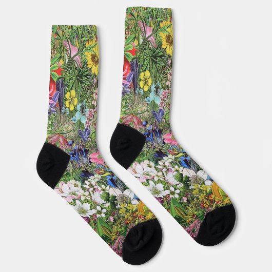 Botanische Blütennatur-Wildblume Socken (Rechts)