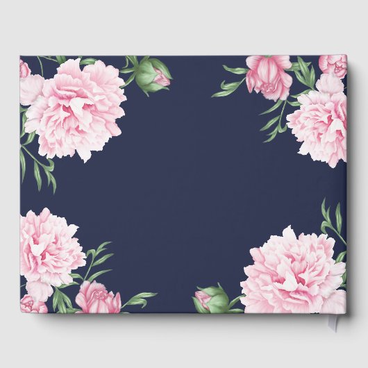 Botanische Blütenpink-Pink-Pony-Hochzeit der Marin Gästebuch (Rückseite)