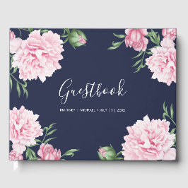 Botanische Blütenpink-Pink-Pony-Hochzeit der Marin Gästebuch