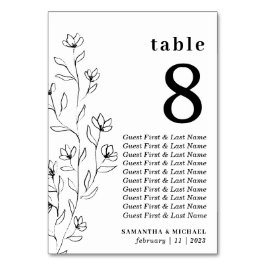 Botanische Blütenskizze Klare Sitzplätze Tischnummer