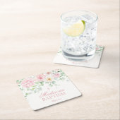 Botanische Blütentaufe in Pink Floral Hydrangea Rechteckiger Pappuntersetzer (Vor Ort)