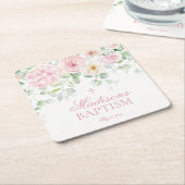 Botanische Blütentaufe in Pink Floral Hydrangea Rechteckiger Pappuntersetzer (angewinkelt)