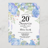 Botanische Blütenüberraschung 20. Geburtstag Einladung (Vorne/Hinten)