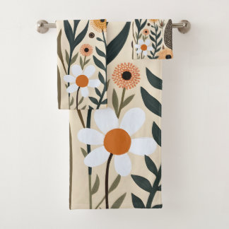 Botanische Boho Blumen Pflanzen Design 389 Badhandtuch Set
