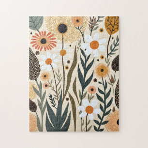 Botanische Boho Blumen Pflanzen Design 389 Puzzle