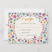 Botanische Boho Chic Beige Wildblume Hochzeit RSVP Karte (Vorderseite)