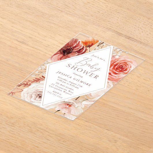 Botanische Boho-Flora-Neutral-Babydusche Herbst Acryleinladungen (Ablage )