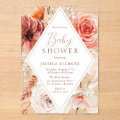 Botanische Boho-Flora-Neutral-Babydusche Herbst Acryleinladungen (Vorderseite)