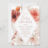 Botanische Boho-Flora-Neutral-Babydusche Herbst Einladung (Vorderseite)