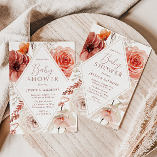 Botanische Boho-Flora-Neutral-Babydusche Herbst Einladung