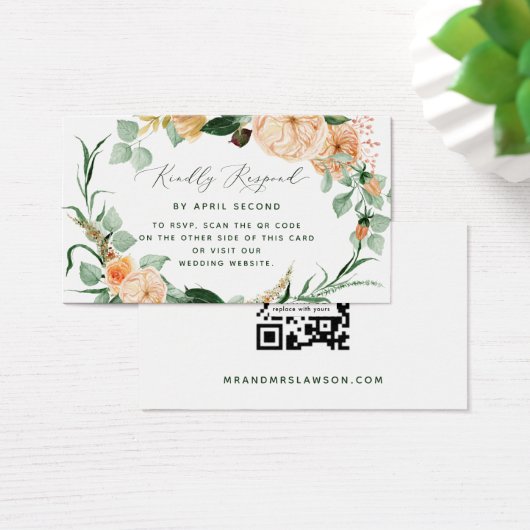 Botanische Boho Greenerity Wedding QR Code RSVP Ka (Schreibtisch)