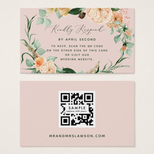 Botanische Boho Greenerity Wedding QR Code RSVP Ka (Vorne & Hinten)