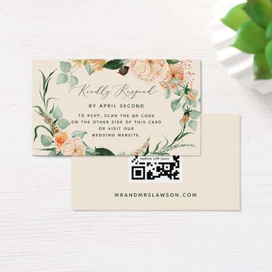 Botanische Boho Greenerity Wedding QR Code RSVP Ka (Schreibtisch)