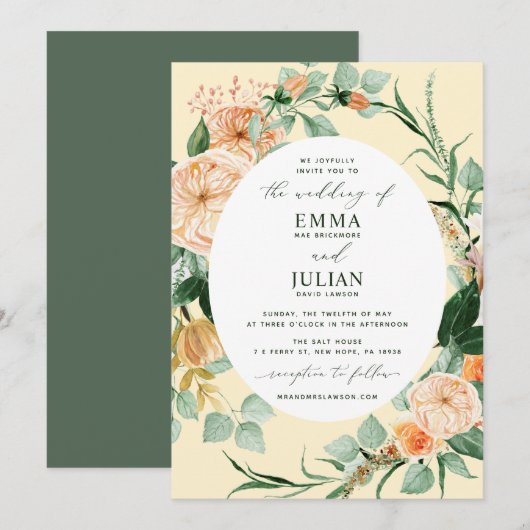 Botanische Boho Greenery-Hochzeit Einladung (Vorne/Hinten)