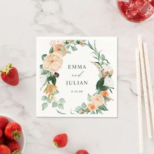 Botanische Boho Greenery Leaf Personalisierte Hoch Serviette (Beispiel)