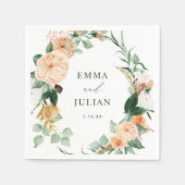 Botanische Boho Greenery Leaf Personalisierte Hoch Serviette (Vorderseite)