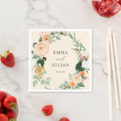 Botanische Boho Greenery Peach Personalisiert Wedd Serviette (Beispiel)