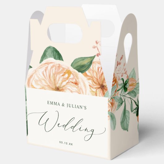 Botanische Boho Greenery Peach Wedding Geschenkschachtel (Geöffnet)
