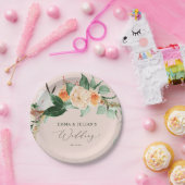 Botanische Boho Greenery Pink Personalisierte Hoch Pappteller (Party)