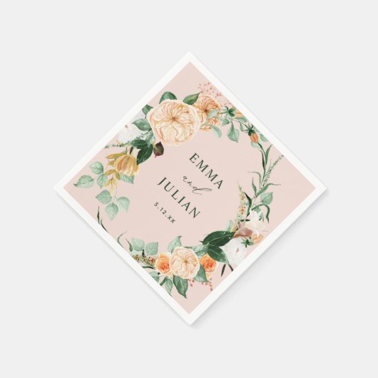 Botanische Boho Greenery Pink Personalisierte Hoch Serviette (Ecke)
