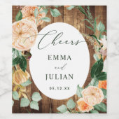 Botanische Boho Greenery Rustic Barn Wood Wedding Weinetikett (Einzelnes Label)