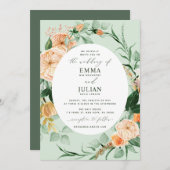 Botanische Boho Greenery Sage Green Floral Wedding Einladung (Vorne/Hinten)