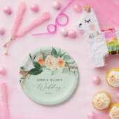 Botanische Boho Greenery Sage Personalisiert Hochz Pappteller (Party)
