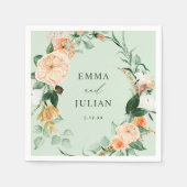 Botanische Boho Greenery Sage Personalisiert Hochz Serviette (Vorderseite)