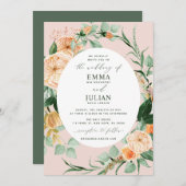 Botanische Boho Grüne Blush Pink Blumenzange Einladung (Vorne/Hinten)