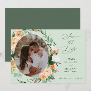 Botanische Boho-Grüntöne Salbeigrün Neutrales Foto Save The Date