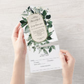 Botanische Boho-Hochzeit im Grünen All In One Einladung (Abreißen)