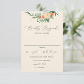 Botanische Boho Neutral Greenerity Peach Hochzeit RSVP Karte (Stehend Vorderseite)